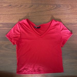 Plain Red Crop TShirt
